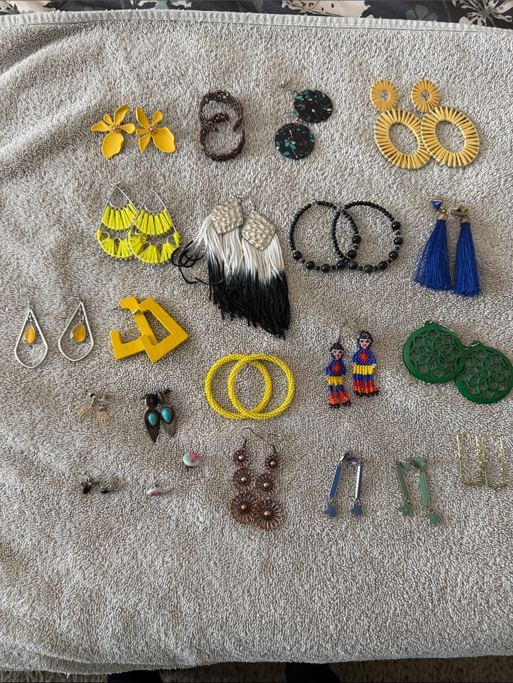 Assorted Women's Earrings Set - Yellow, Blue, Green, Black & More